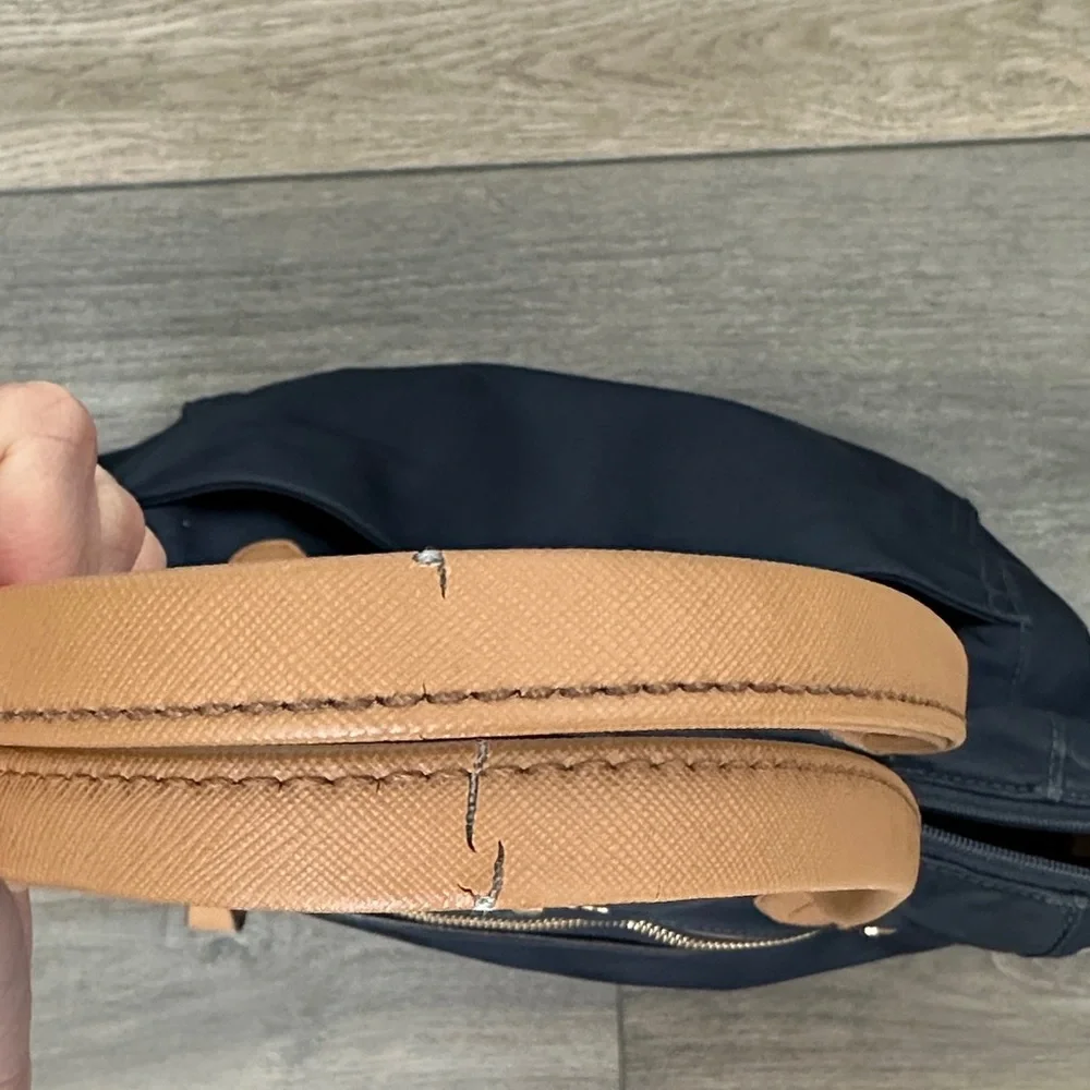 Michael Kors Dark Blue Tote with Tan Handles